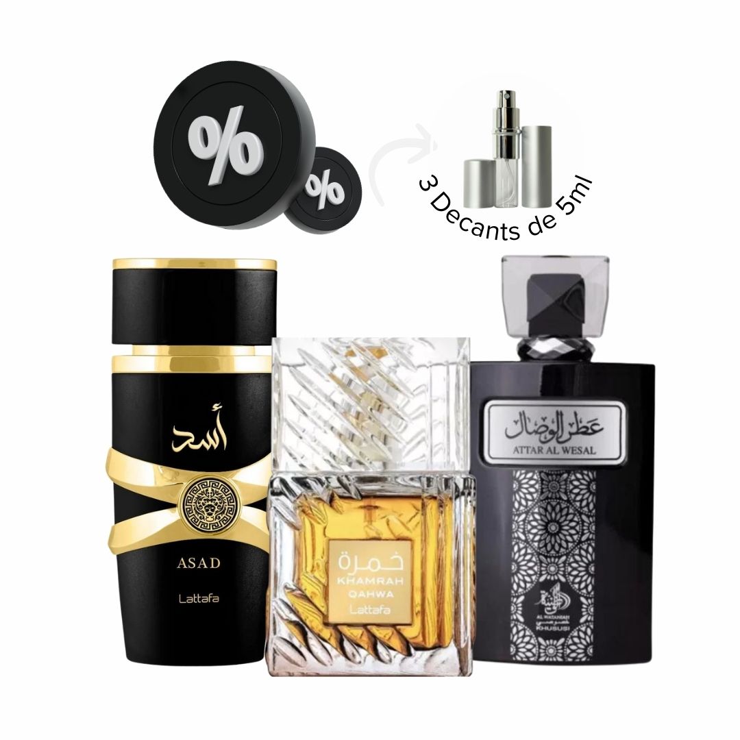 Combo decants Perfumes árabes Asad Khamrah Attar Homem