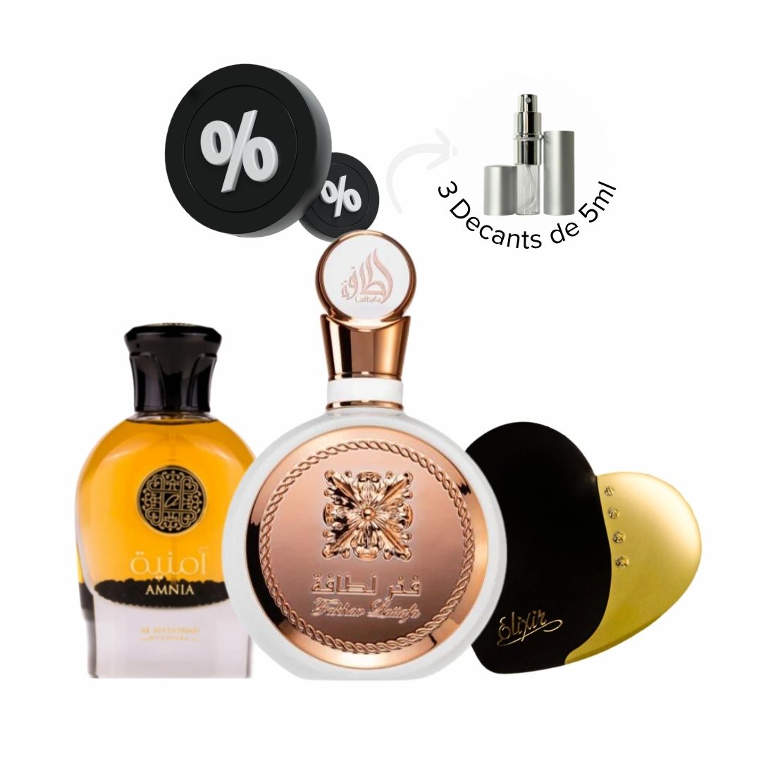 combo noite misteriosa pefume arabe sensual perfume adocicado fakhar rose Amnia Elixir perfume feminino