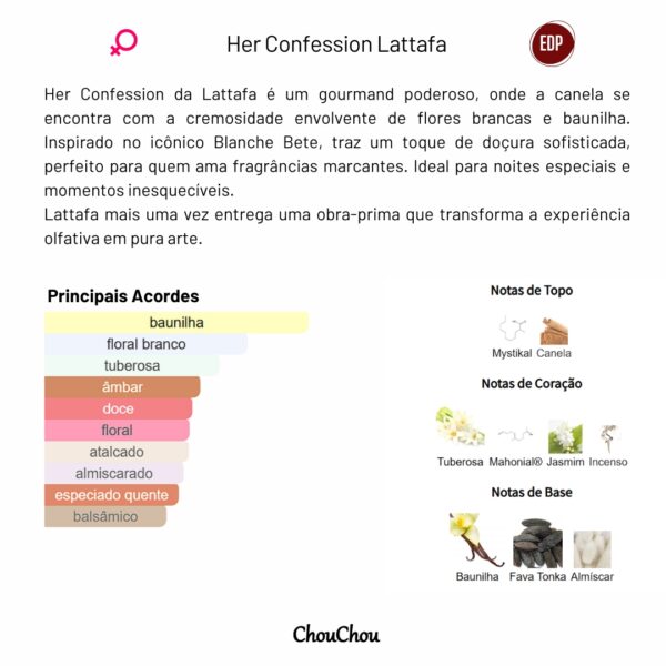 Her Confession Lattafa Perfume árabe perfume feminino perfume poderoso perfume de mulher perfume sedutor perfume lançamento decant decant de perfume