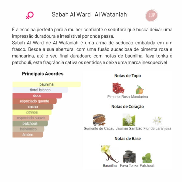 Sabah Al Ward Al Wataniah Perfume árabe Perfume de mulher Perfume marcante Perfume Sedutor Perfume árabe barato L'Interdit Perfume doce