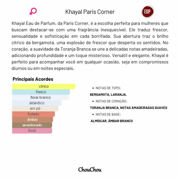 Khayal Paris Corner perfume árabe para mulher Fresco citrico vibrante perfume Luxo Mulher Rica Decant Amostra perfume árabe